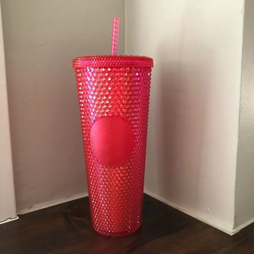 Starbucks hot pink studded holiday tumbler cup NEW